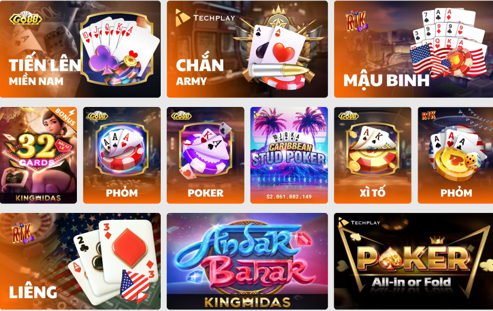 Các game bài phổ biến được người chơi tin tưởng